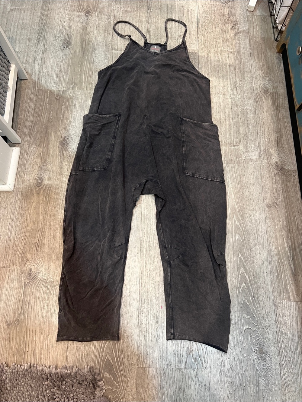 Free People washed black Hot Shot Onesie S